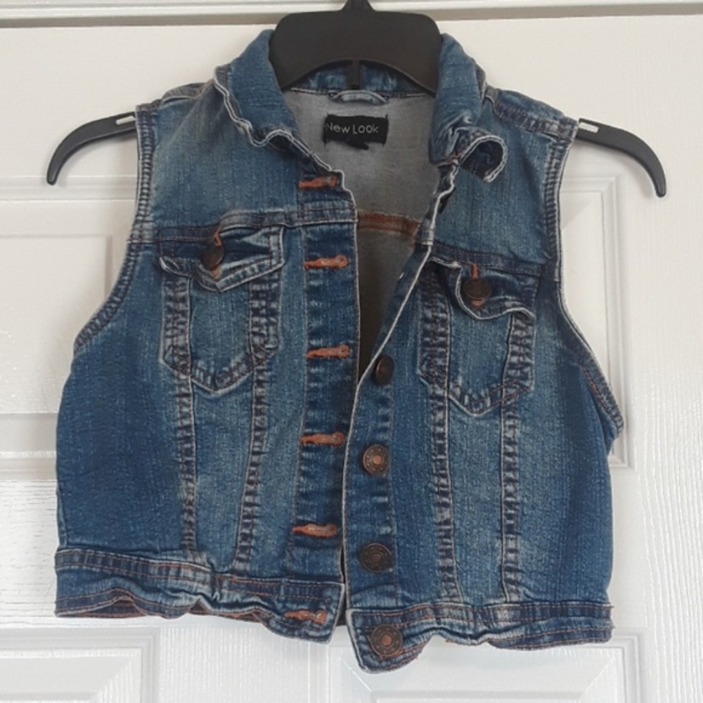 Medium Blue Cropped Denim Jean Vest